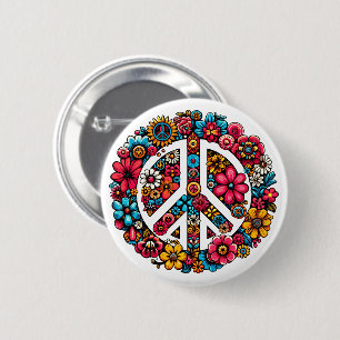 Chapa Redonda De 5 Cm símbolo de paz floral símbolo de signo de color ar