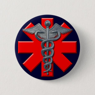 Chapa Redonda De 5 Cm Símbolo de plata de la profesión médica