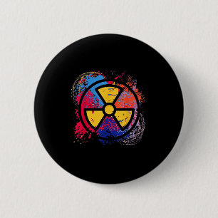 Chapa Redonda De 5 Cm Símbolo de radiación de medicina nuclear colorido 