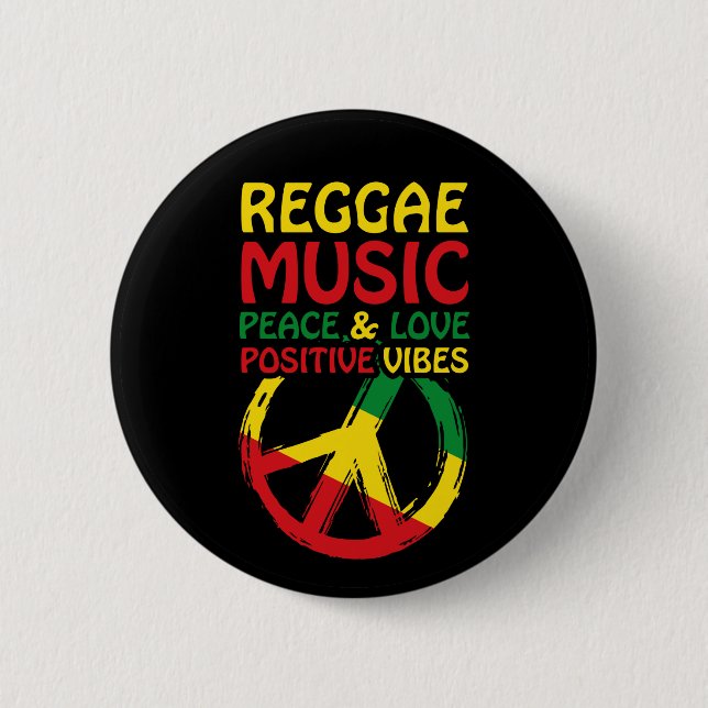 Chapa Redonda De 5 Cm Símbolo de reggae y paz con citas positivas (Anverso)