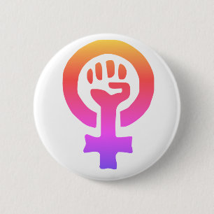 Chapa Redonda De 5 Cm Símbolo del Feminismo Rojo
