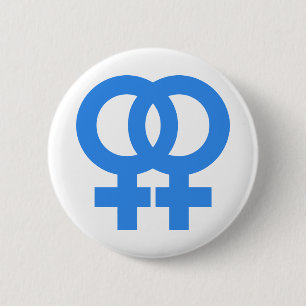 Chapa Redonda De 5 Cm Símbolo femenino doble azul