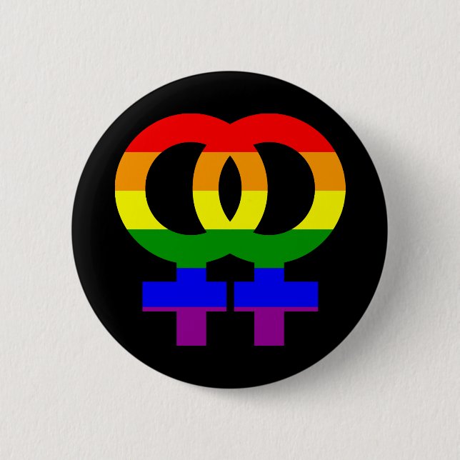 Chapa Redonda De 5 Cm Símbolo femenino doble del arco iris (Anverso)