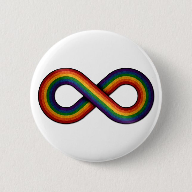 Chapa Redonda De 5 Cm Símbolo infinito con bandera arcoiris del orgullo  (Anverso)