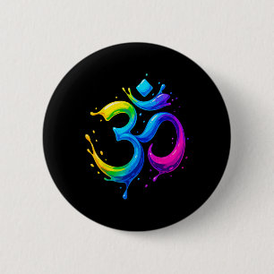 Chapa Redonda De 5 Cm Símbolo Om Arcoíris Aum Chakra Yoga Meditación Org