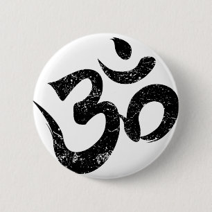 Chapa Redonda De 5 Cm Símbolo Om Meditación Espiritual Yoga Indio Afligi
