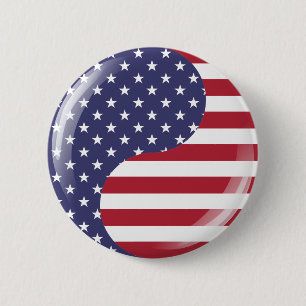 Chapa Redonda De 5 Cm Símbolo patriótico Ying Yang original de Estados U