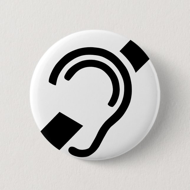 Chapa Redonda De 5 Cm Símbolo sordo (Anverso)