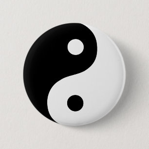 Chapa Redonda De 5 Cm Símbolo taoísta Yin Yang en blanco y negro
