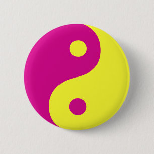 Chapa Redonda De 5 Cm Símbolo Taoísta Yin Yang Rosa