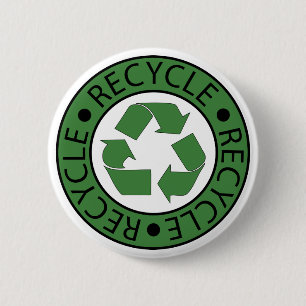 Chapa Redonda De 5 Cm Símbolo verde de reciclaje, ve verde Día de la Tie