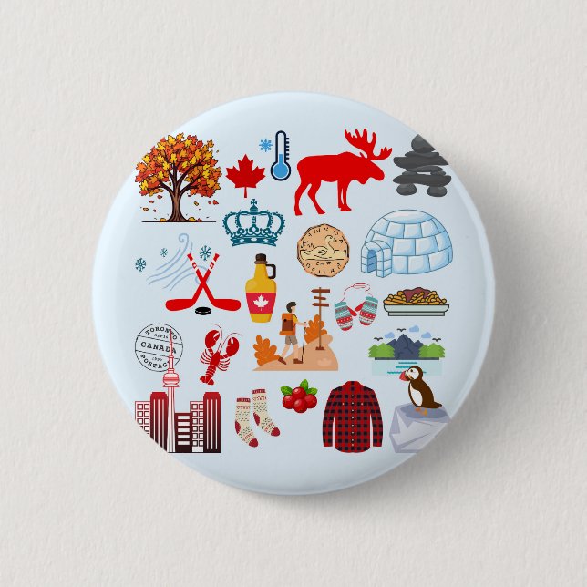 Chapa Redonda De 5 Cm Símbolos de Canadá (Anverso)