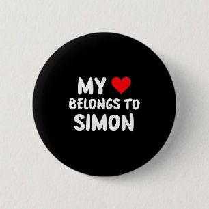 Chapa Redonda De 5 Cm Simon - Mi corazón pertenece a Simon - Amor Premiu
