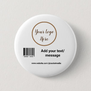 Chapa Redonda De 5 Cm simple código de barras personalizado agregue su t