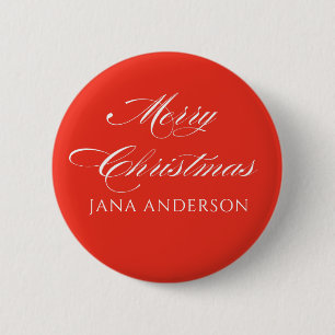 Chapa Redonda De 5 Cm Simple Moderno Feliz Navidad Personalizado 