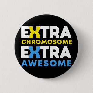 Chapa Redonda De 5 Cm Síndrome de Down Extra-Awesome Extra cromosoma