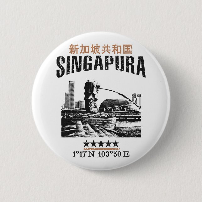 Chapa Redonda De 5 Cm Singapur (Anverso)