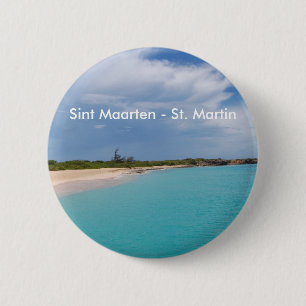 Chapa Redonda De 5 Cm Sint Maarten - Escenario de la playa de St. Martin