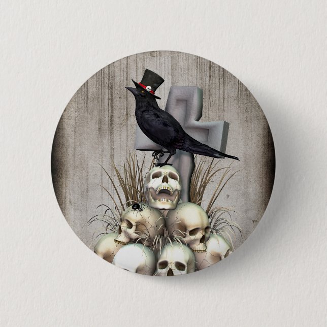 Chapa Redonda De 5 Cm Sir Raven Skully (Anverso)