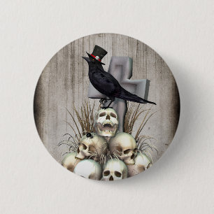 Chapa Redonda De 5 Cm Sir Raven Skully
