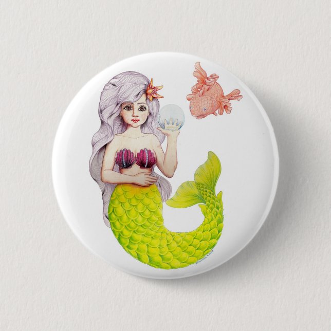 Chapa Redonda De 5 Cm Sirena (Anverso)