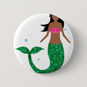 Chapa Redonda De 5 Cm sirena afroamericana