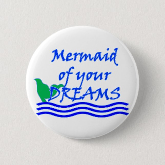 Chapa Redonda De 5 Cm Sirena De Tus Sueños (Azul) (Anverso)