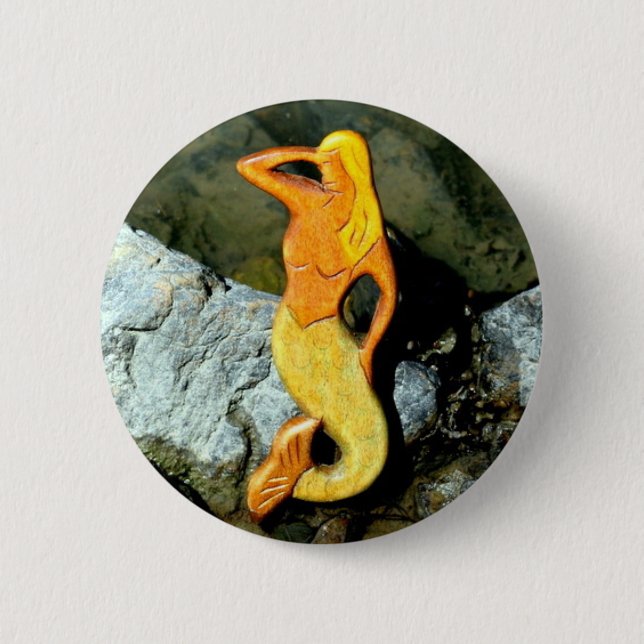 Chapa Redonda De 5 Cm sirena rubia (Anverso)