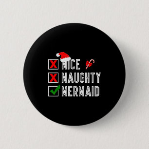 Chapa Redonda De 5 Cm Sirena Traviesa Bonita Feliz Navidad Santa Claus X