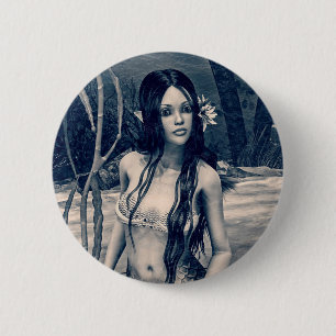 Chapa Redonda De 5 Cm Sirena Vintage Arte de Fantasía de Foto Antigua