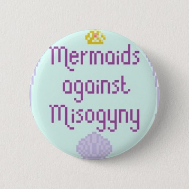 Chapa Redonda De 5 Cm Sirenas contra Misandry (Anverso)