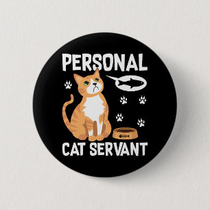 Chapa Redonda De 5 Cm Sirviente De Gato Personal Divertido Acuarela Anim