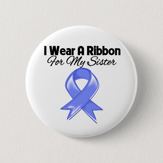 Chapa Redonda De 5 Cm Sister - I Wear Periwinkle Ribbon (Anverso)