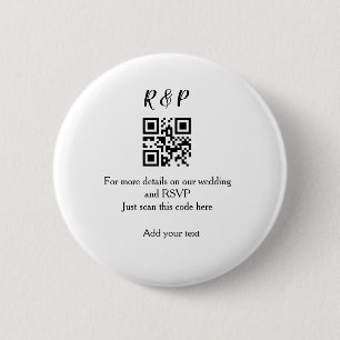Chapa Redonda De 5 Cm Sitio web de boda rsvp código q r agregar nombre t