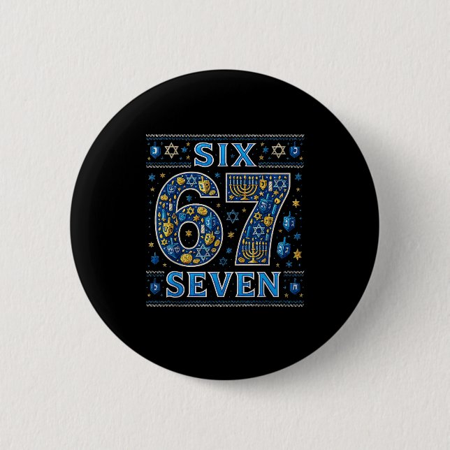 Chapa Redonda De 5 Cm Six Seven 67 Hanukkah Festival Of Lights Quote  (Anverso)