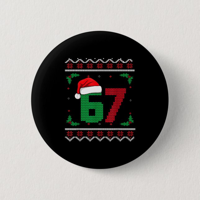 Chapa Redonda De 5 Cm Six Seven Christmas 6 7 Ugly Christmas Sweater  (Anverso)
