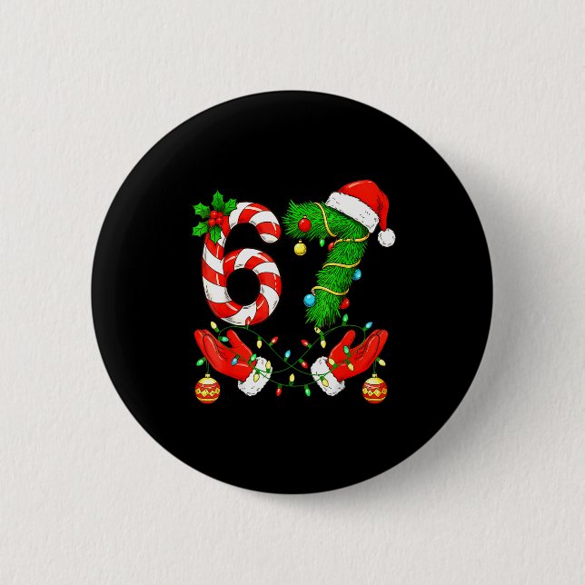 Chapa Redonda De 5 Cm Six Seven Meme Christmas 67 Santa Funny Christmas  (Anverso)