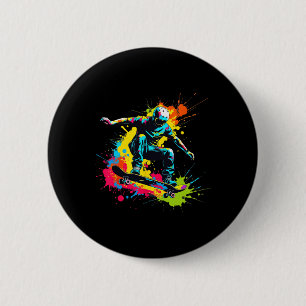 Chapa Redonda De 5 Cm Skateboarder Colorido 