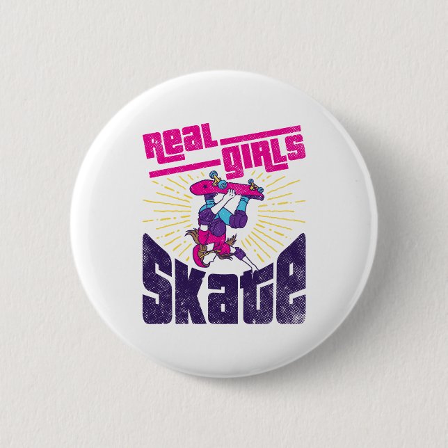 Chapa Redonda De 5 Cm Skateboarding Real Chica Skate (Anverso)