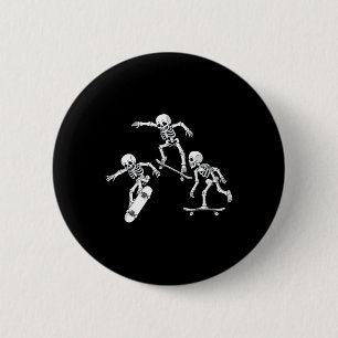 Chapa Redonda De 5 Cm Skateboarding Skeletons Halloween Skater Niños