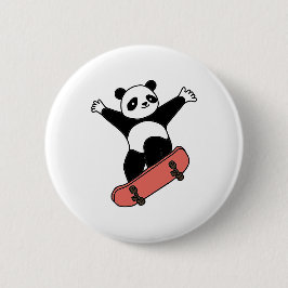 Chapa Redonda De 5 Cm Skating Panda