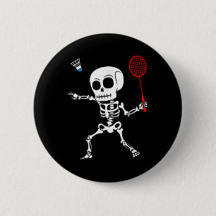 Chapa Redonda De 5 Cm Skeleton Badminton Halloween Smash Shuttle Easy Co