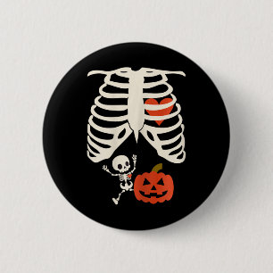 Chapa Redonda De 5 Cm Skeleton Bebé Halloween Embarazo Ropa de parejas
