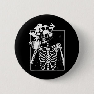 Chapa Redonda De 5 Cm Skeleton Beber café Hombres Fun Skull Hombres Muje