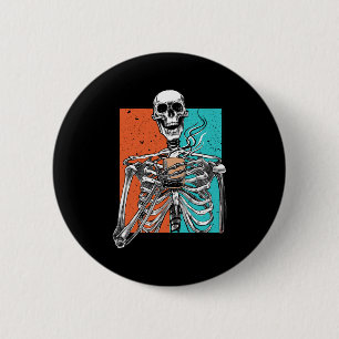 Chapa Redonda De 5 Cm Skeleton Beber café Lover Funny Halloween Sku