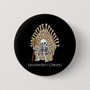 Chapa Redonda De 5 Cm Skeleton Bones Throne Fun Halloween
