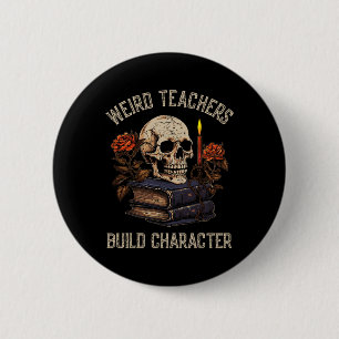 Chapa Redonda De 5 Cm Skeleton Book Floral Skull Halloween Profesoras