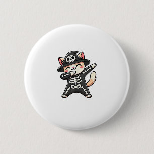 Chapa Redonda De 5 Cm Skeleton Cat Halloween Niños gatos adorables
