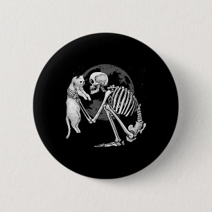 Chapa Redonda De 5 Cm Skeleton Cat Skull Kitty Típico Fantasma Halloween