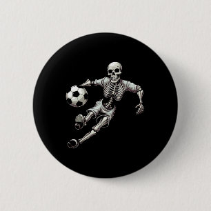 Chapa Redonda De 5 Cm Skeleton de fútbol jugando al fútbol Halloween Sku